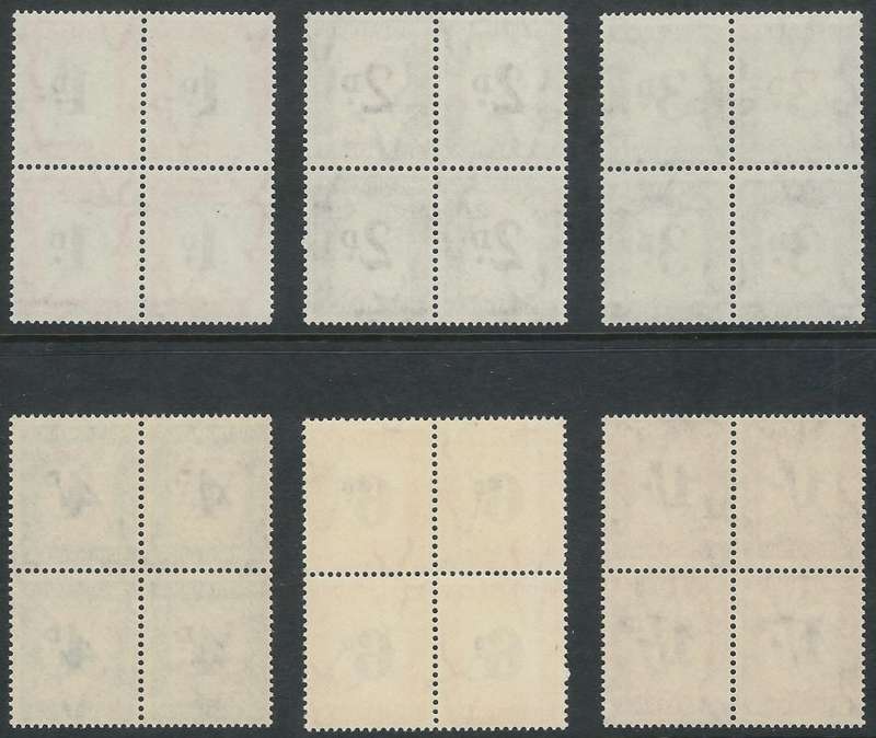 UNION Postage Dues 1950-1958 set in blocks of 4, MNH (SACC 38-43, cv R2600)